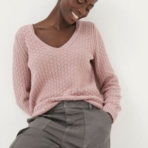 Fat Face | Josie Jumper | Textured V-Neck Knit Sweater | Size 4
